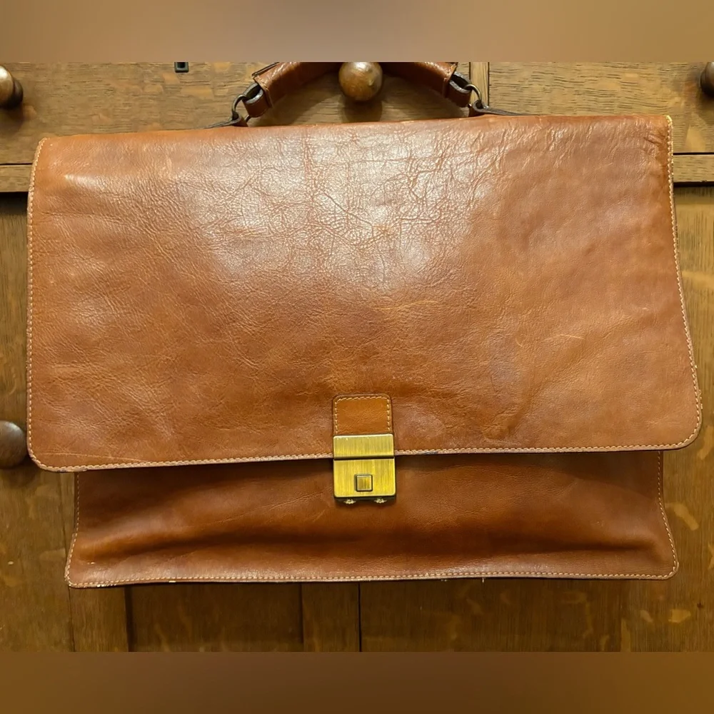 Vintage Nordstrom Portfolio Leather Lock Combination Function Briefcase